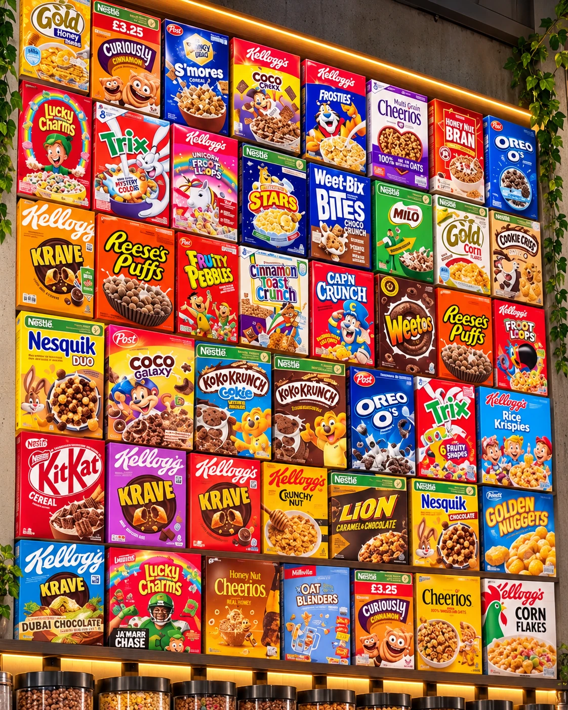 Huge cereal selection for Breakfast Poke at Snack Global in Kata Beach
