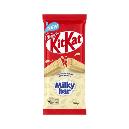 Nestlé KitKat Milky Bar White Chocolate 160g bar – crispy wafer coated in smooth white chocolate